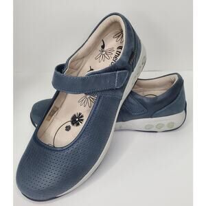 Therafit Blue Leather  Mary Jane style shoes with Velcro strap. Size 10.5-11